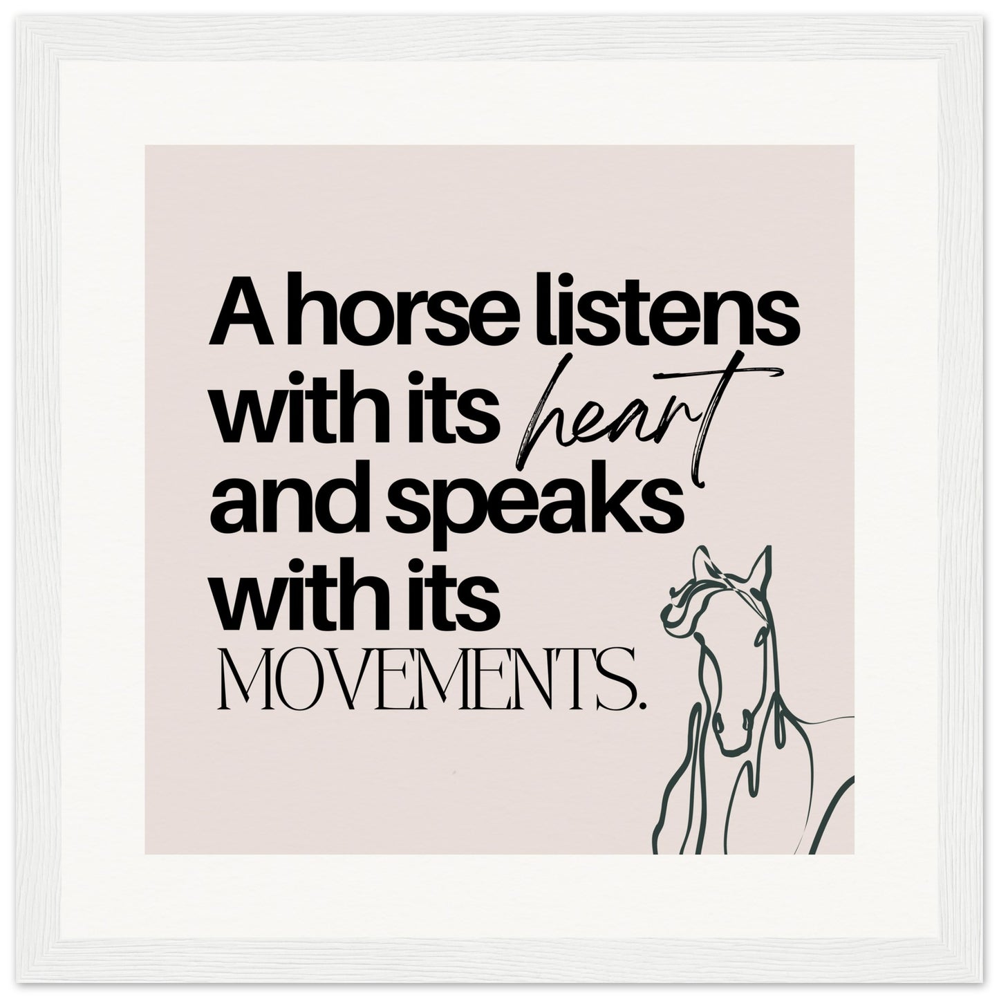 A horse listens: Wooden Framed Poster