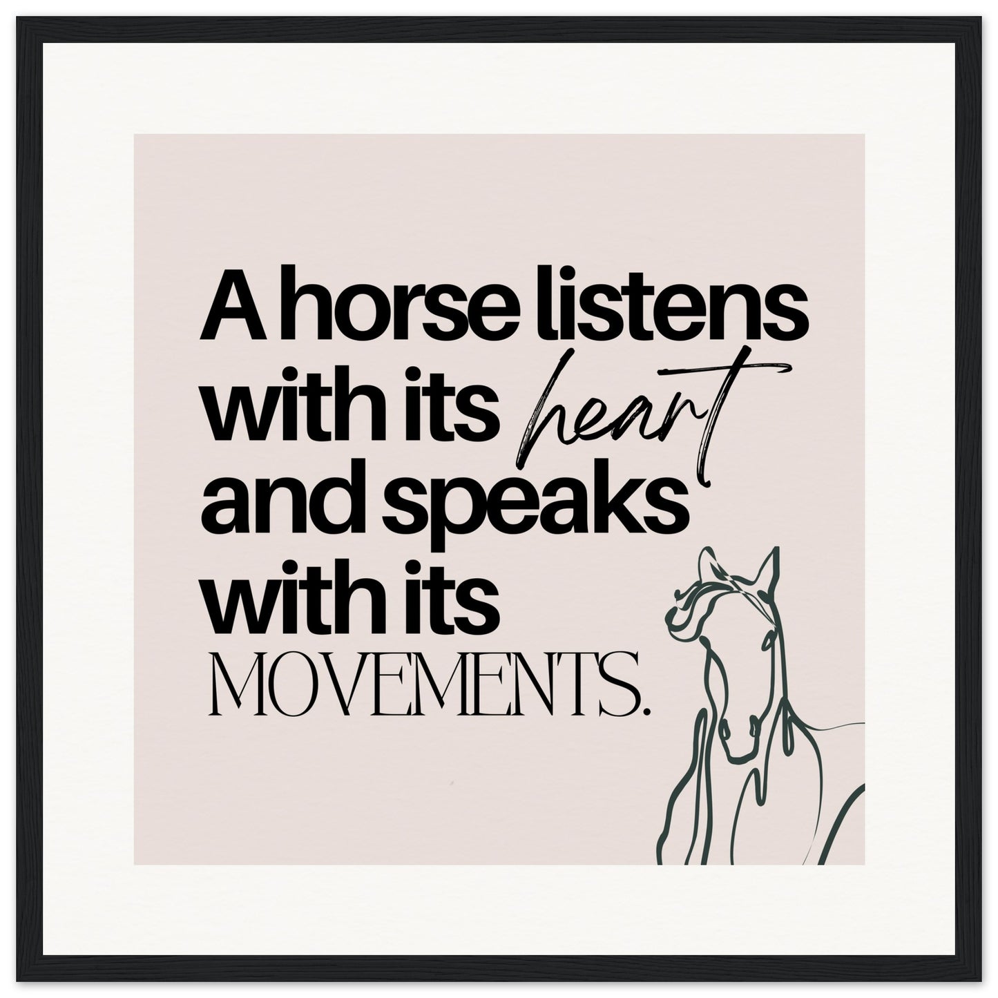 A horse listens: Wooden Framed Poster