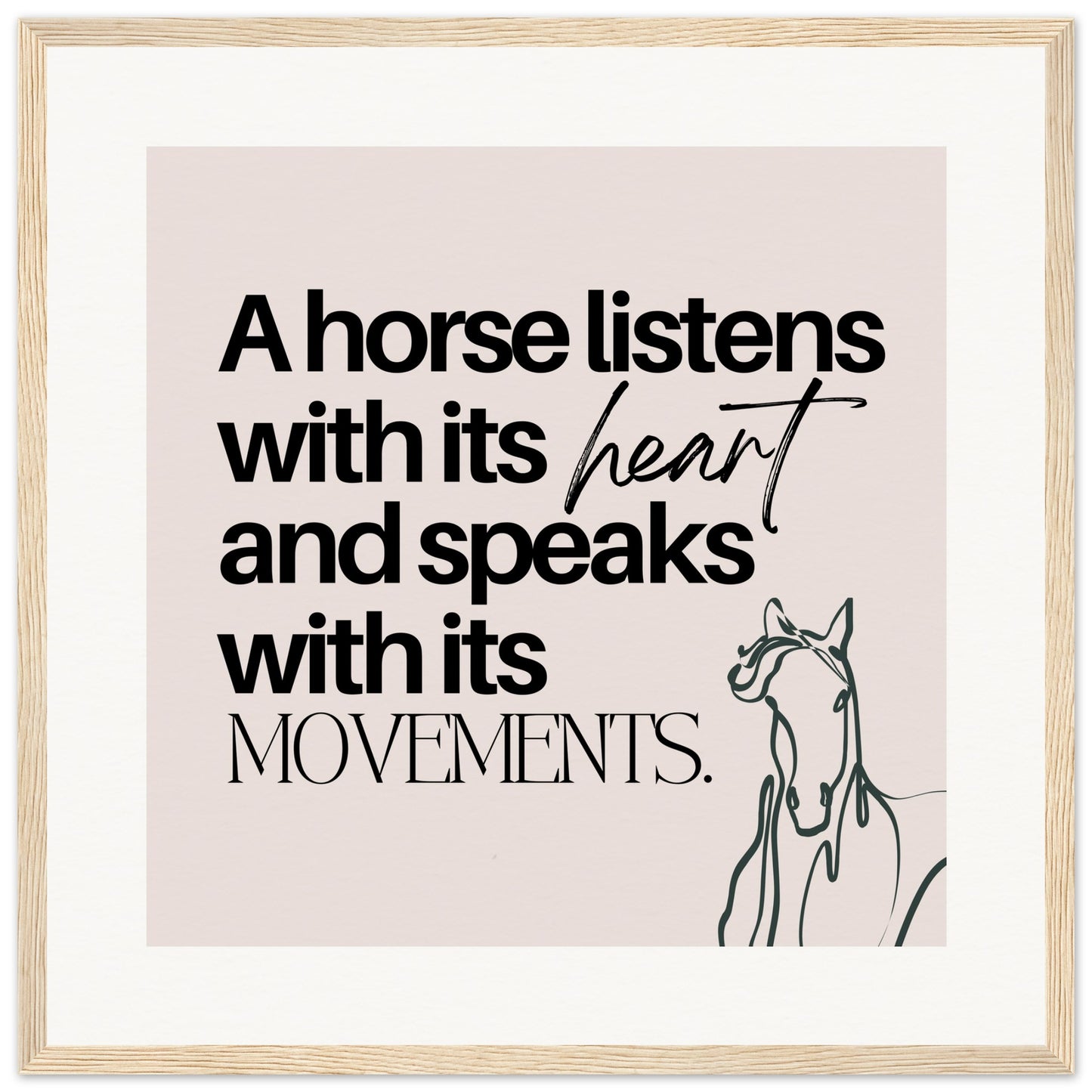 A horse listens: Wooden Framed Poster