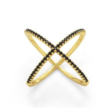Stella Ring ~ Gold featuring Black CZs - Cassiano Designs