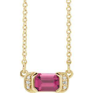 Audrey Gemstone Bar & Diamond Necklace